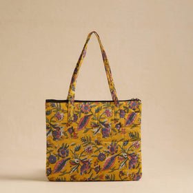  Yellow Handcrafted Quilted Cotton Hand Bag