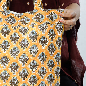 Yellow - Handcrafted Quilted Sanganeri Block Printed Shoulder Bag