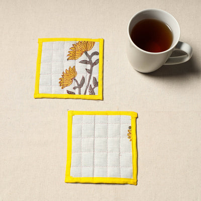  Handcrafted Sanganeri Floral Print Coaster (Set of 2)