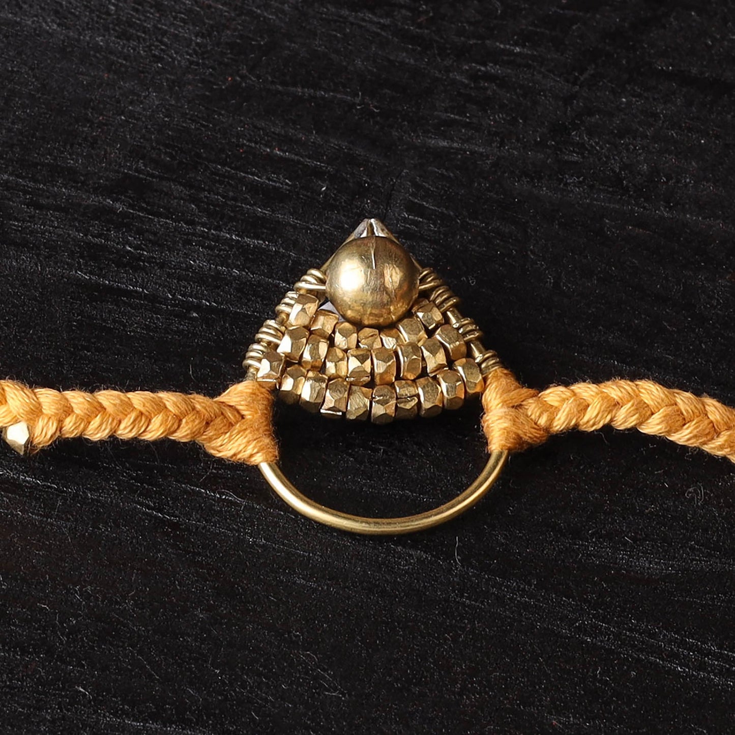 Handcrafted tribal dokra brass thread rakhi 54