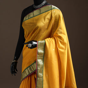 Yellow - handloom buti maheshwari saree with zari border 36