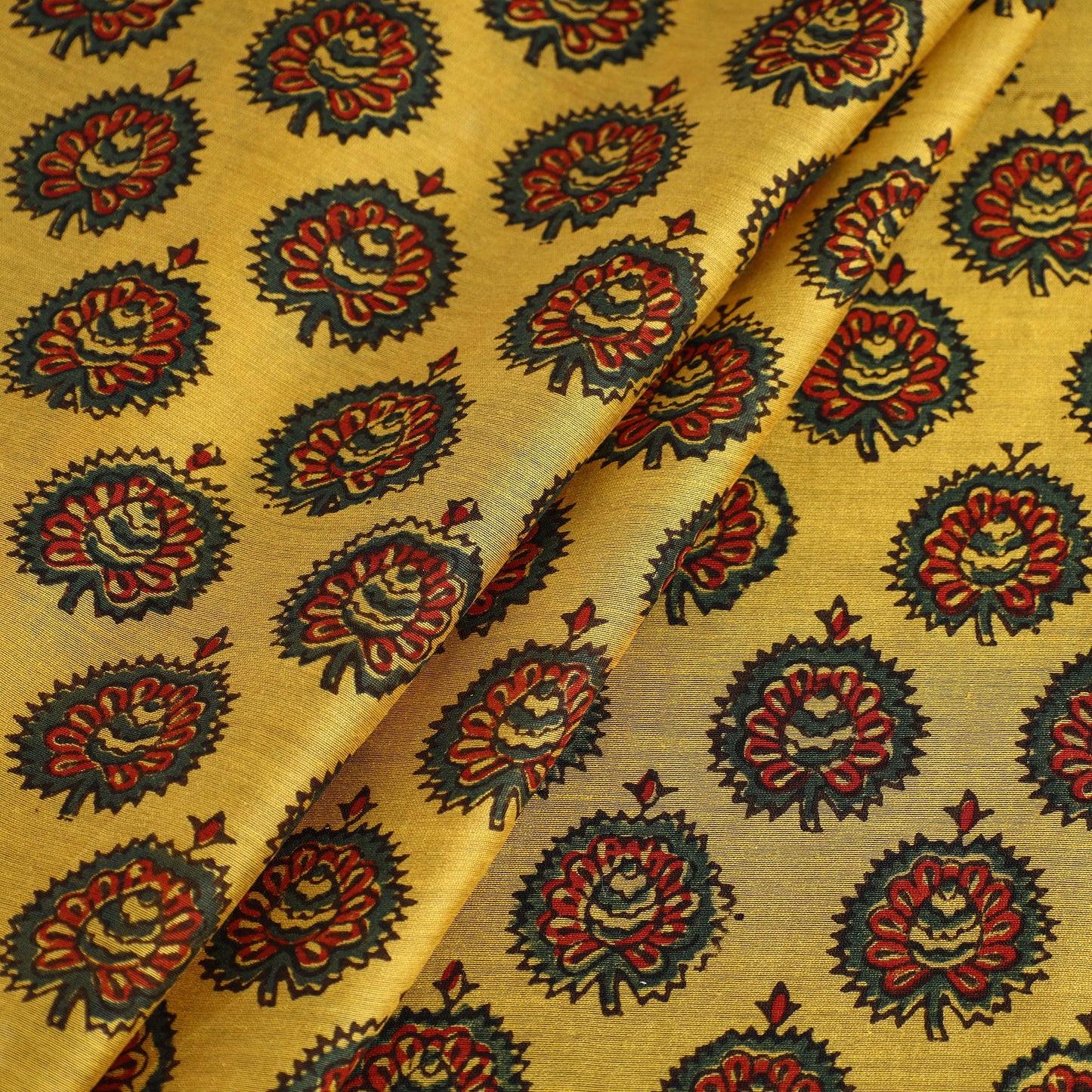 Handloom Chanderi Silk Block Print Ajrakh Fabric