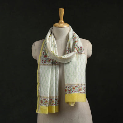 Handloom chanderi silk hand block print sanganeri stole 02