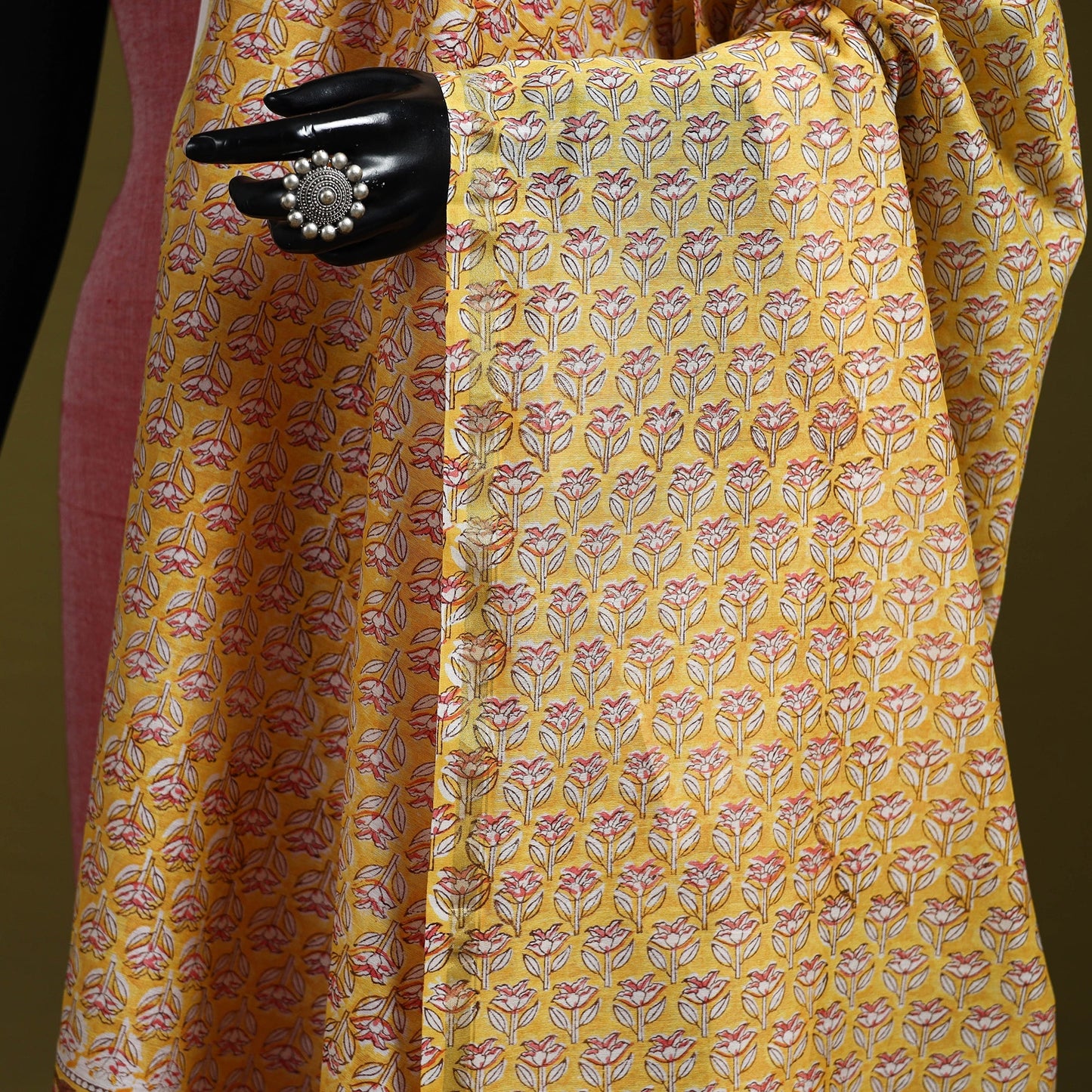 Yellow - handloom chanderi silk hand sanganeri dupatta 17