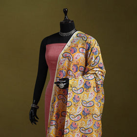 Yellow - handloom chanderi silk hand sanganeri dupatta 19