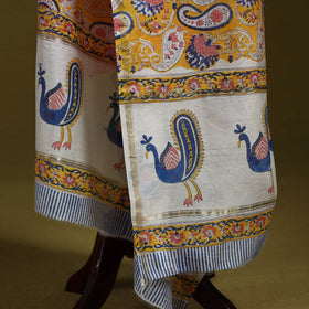 Yellow - handloom chanderi silk hand sanganeri dupatta 19