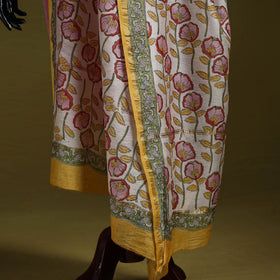 Yellow - handloom chanderi silk hand sanganeri dupatta 27