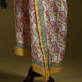 Yellow - handloom chanderi silk hand sanganeri dupatta 27
