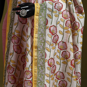 Yellow - handloom chanderi silk hand sanganeri dupatta 27