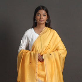 Yellow - handloom chanderi silk kashida embroidery dupatta