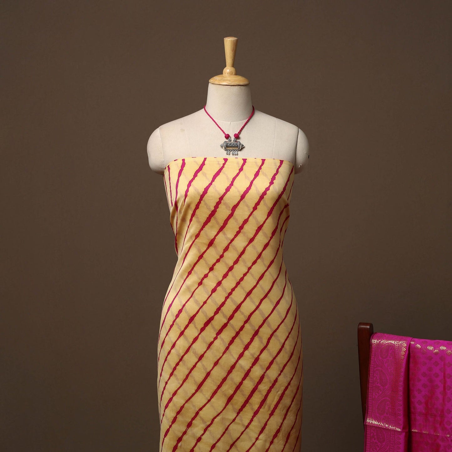 Handloom chanderi silk leheriya tie-dye 2pc unstitched