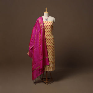 Handloom chanderi silk leheriya tie-dye 2pc unstitched