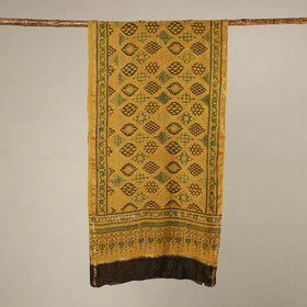 Yellow - handloom chanderi silk printed stole 12