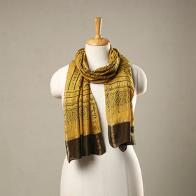 Yellow - handloom chanderi silk printed stole 14