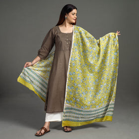  Handloom Chanderi Silk Sanganeri Print Dupatta
