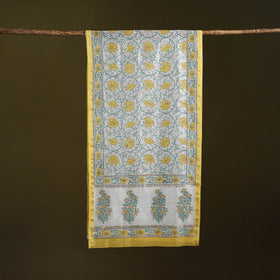 Handloom chanderi silk sanganeri stole 16 - handcrafted