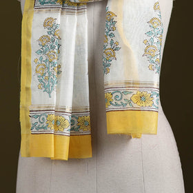 Handloom chanderi silk sanganeri stole 16 - handcrafted
