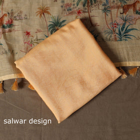 Handloom chanderi silk thread work 3pc unstitched dress