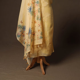 Handloom chanderi silk thread work 3pc unstitched dress