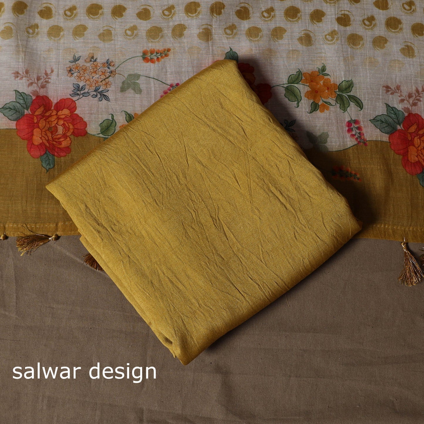 Handloom chanderi silk thread work 3pc unstitched dress