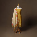 Handloom chanderi silk thread work 3pc unstitched dress