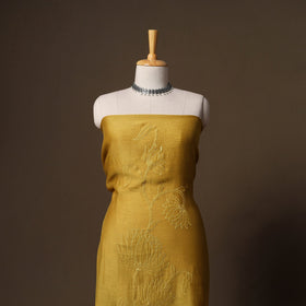 Handloom chanderi silk thread work 3pc unstitched dress