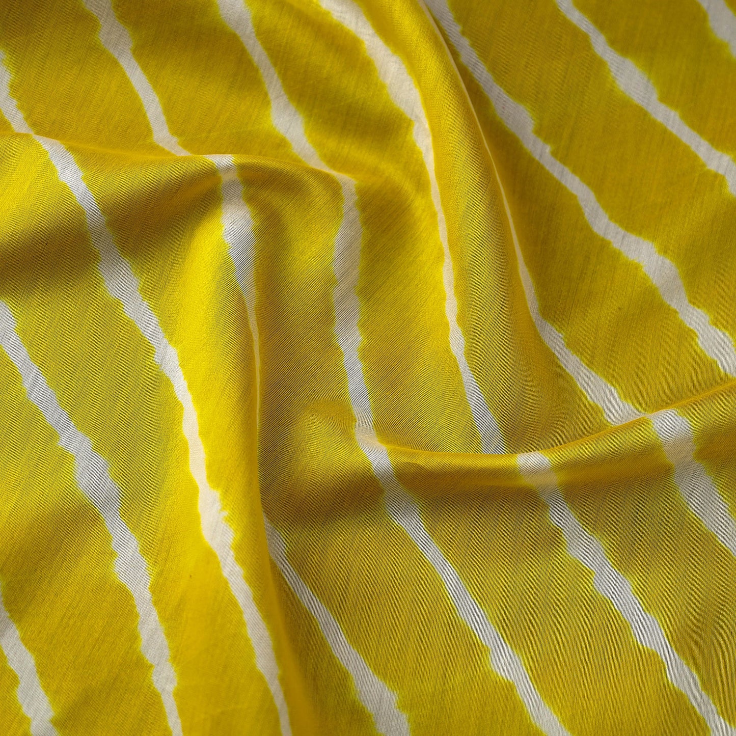 Yellow Handloom Chanderi Silk Tie-Dye Leheriya Fabric