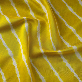 Yellow Handloom Chanderi Silk Tie-Dye Leheriya Fabric