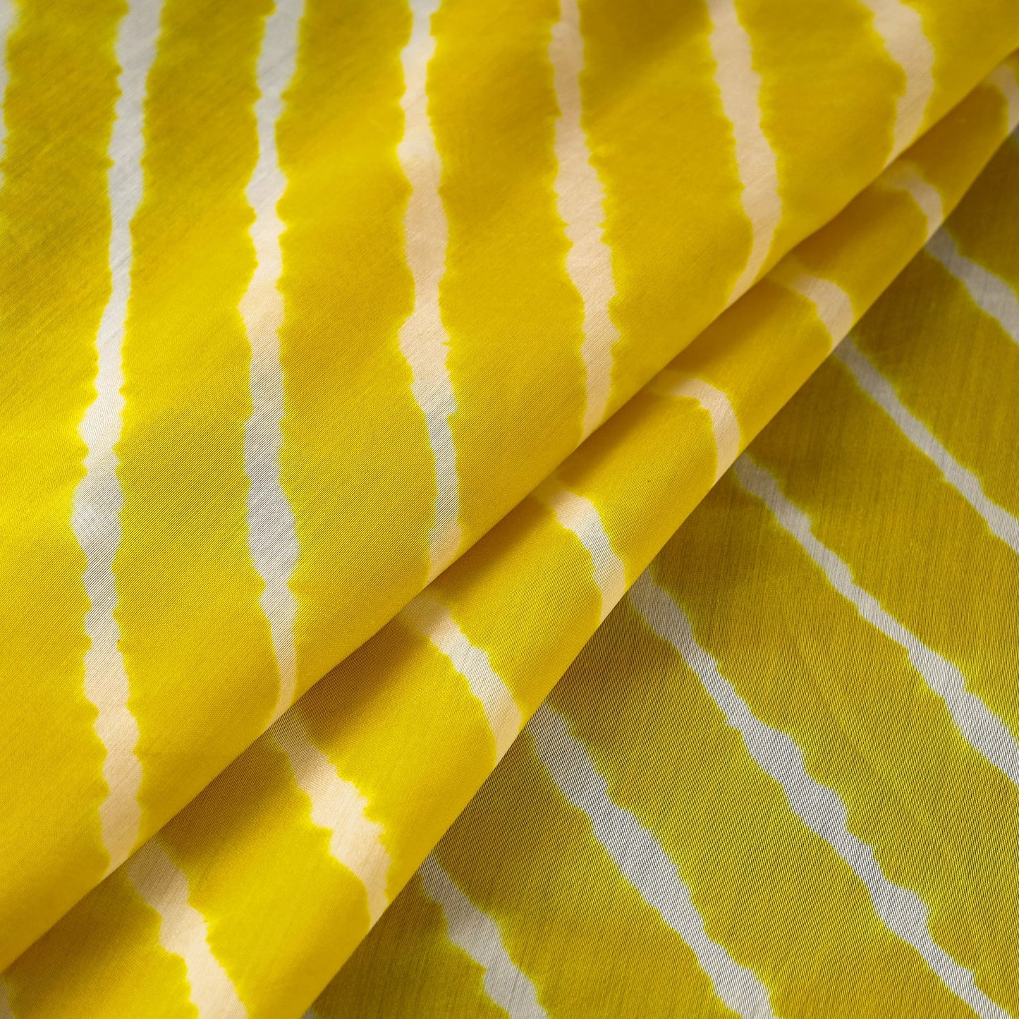 Yellow Handloom Chanderi Silk Tie-Dye Leheriya Fabric