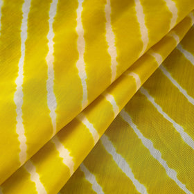 Yellow Handloom Chanderi Silk Tie-Dye Leheriya Fabric