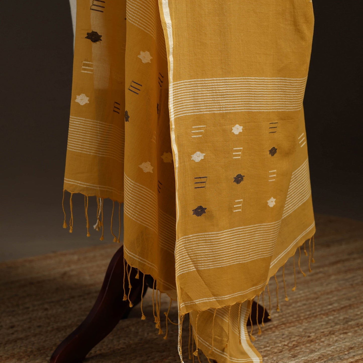 Handloom cotton bengal jamdani dupatta 05 - handcrafted