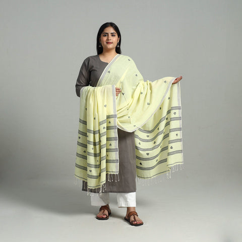 Yellow - handloom cotton burdwan jamdani dupatta 14