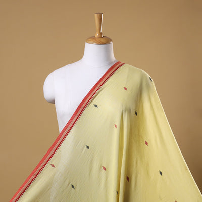 Yellow Handloom Cotton Burdwan Jamdani Fabric 