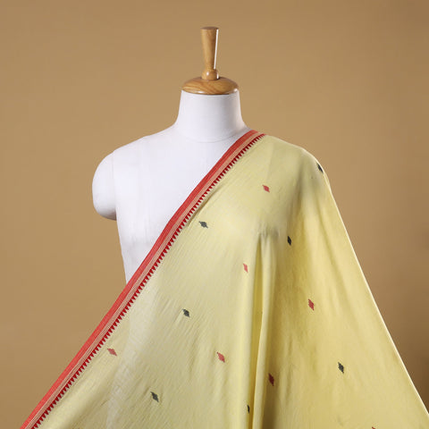 Yellow Handloom Cotton Burdwan Jamdani Fabric 