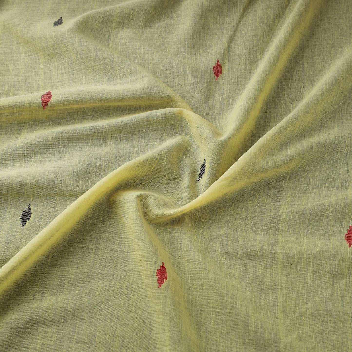 Yellow Handloom Cotton Burdwan Jamdani Fabric 