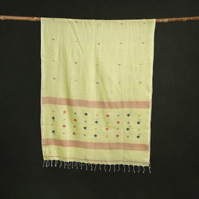 Handloom cotton burdwan jamdani stole with tassels 09