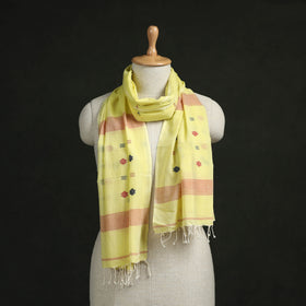 Handloom cotton burdwan jamdani stole with tassels 09