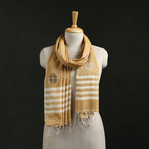 Handloom cotton burdwan jamdani stole with tassels 10