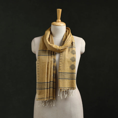 Handloom cotton burdwan jamdani stole with tassels 11