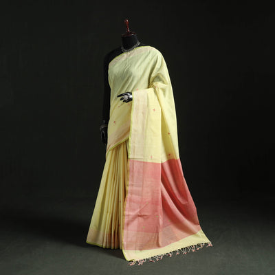 Yellow - handloom cotton buti srikakulam jamdani saree 09