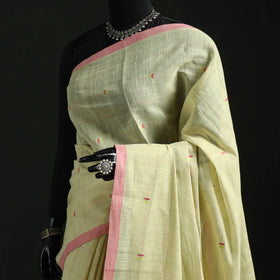 Yellow - handloom cotton buti srikakulam jamdani saree 13