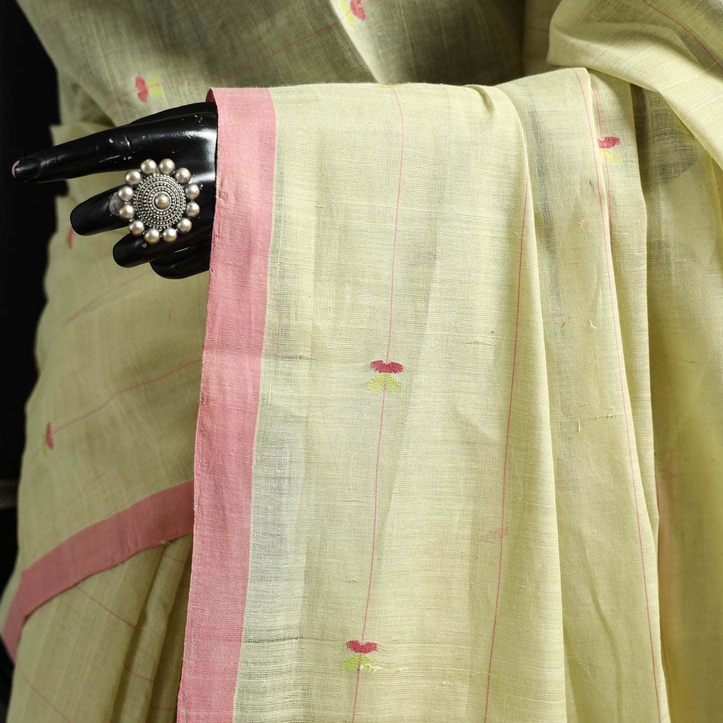 Yellow - handloom cotton buti srikakulam jamdani saree 13