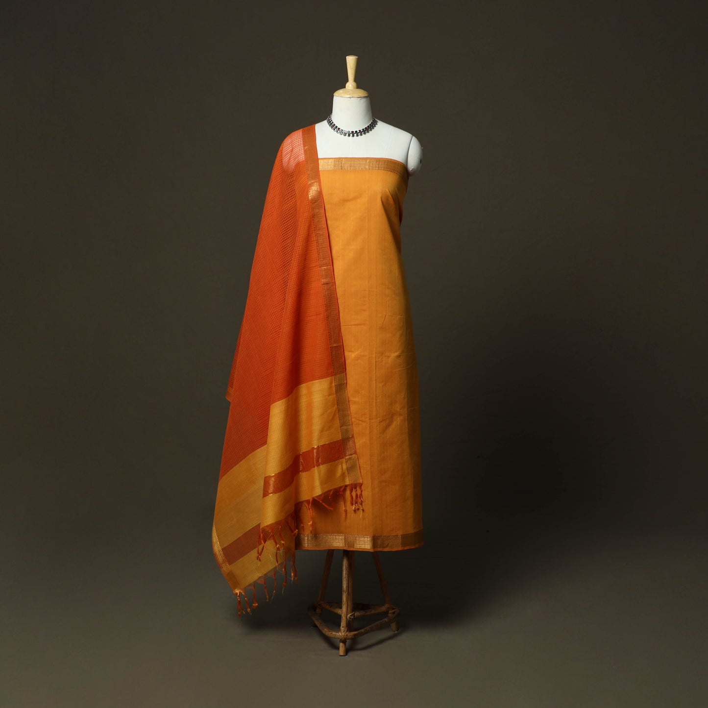 Handloom cotton mangalagiri 3pc unstitched dress material