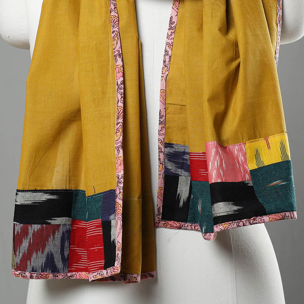 Yellow - handloom cotton mangalagiri stole 06 - handcrafted