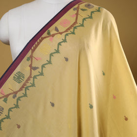 Yellow - handloom cotton phulia jamdani fabric 07