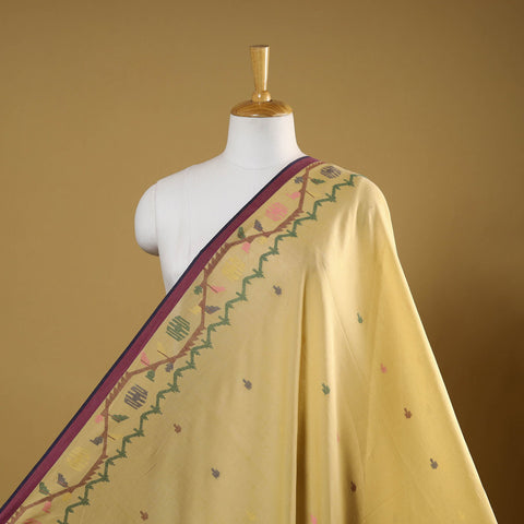 Yellow - handloom cotton phulia jamdani fabric 07