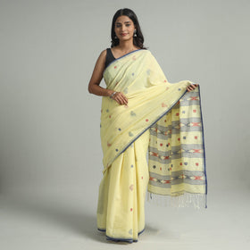  Handloom Cotton Phulia Jamdani Saree with Tassels 