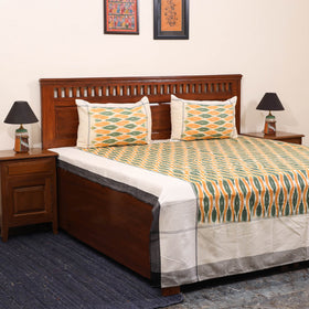Yellow - handloom cotton pochampally ikat double bedsheet