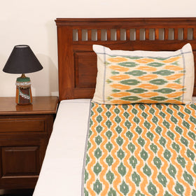Yellow - handloom cotton pochampally ikat double bedsheet