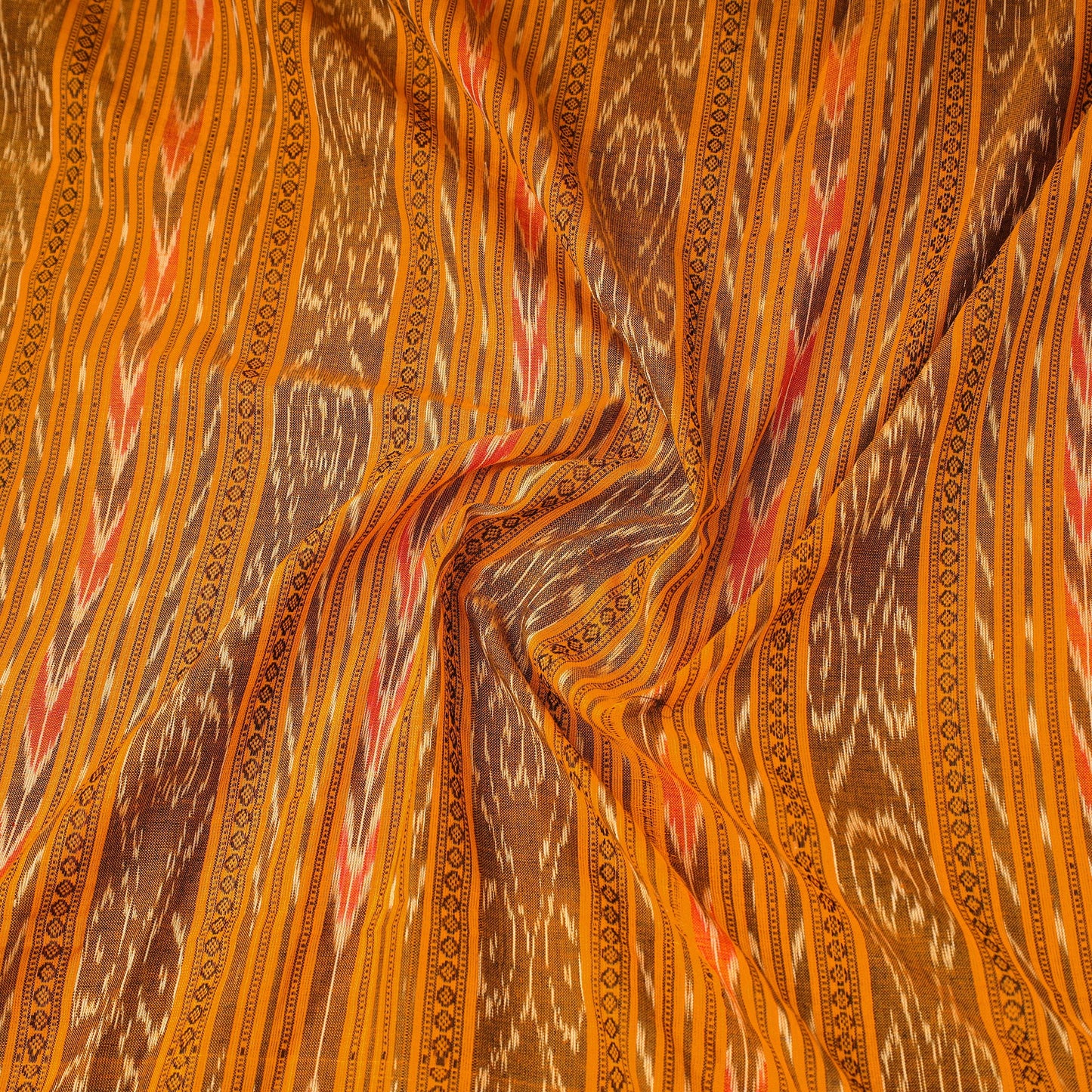 Yellow Handloom Cotton Sambalpuri Ikat Fabric